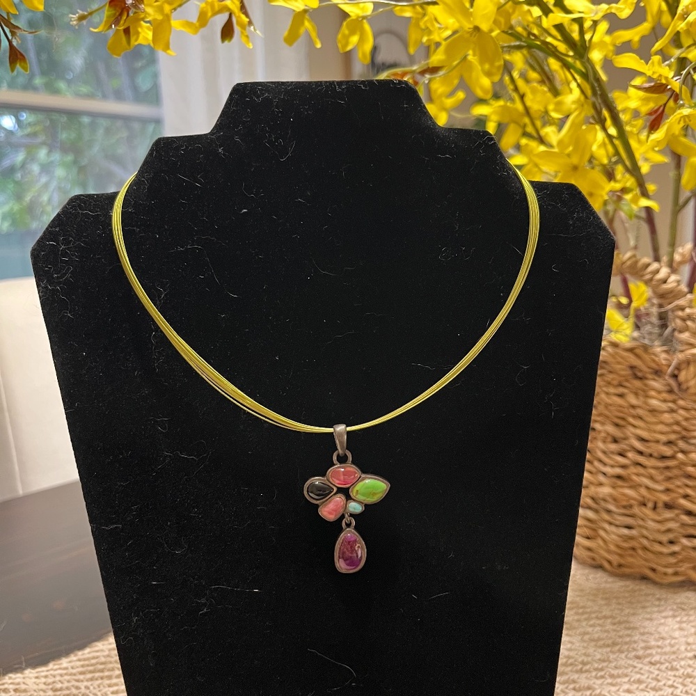 Barse 925 Silver Multi Stone Pendant/Necklace